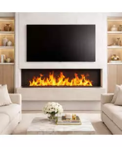 Camino elettrico a vapore acqueo Divina Fire "DFVAPO120" in acciaio nero 120x21,5x24