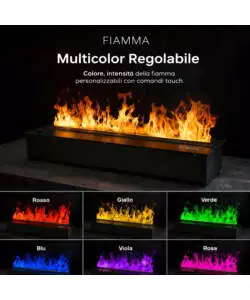 Camino elettrico a vapore acqueo Divina Fire "DFVAPO120" in acciaio nero 120x21,5x24