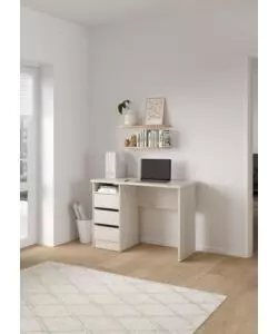 Scrivania con 3 cassetti beige 110x48,5x76 cm