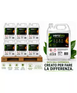 Bancale 6 taniche da 10 L Bioetanolo Verobio per caminetti e biocamini