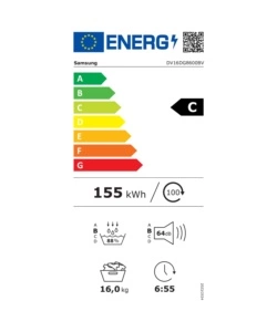 Asciugatrice a pompa di calore Samsung "DV16DG8600BVU3" carico 16 kg classe energetica C