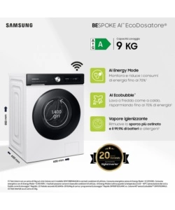 Lavatrice Samsung "WW90DB7U94GEU3" carico 9 kg classe energetica A