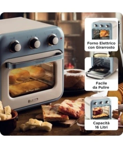 Friggitrice ad aria e forno Ariete "4632 Vintage" celeste 16 lt 1400W