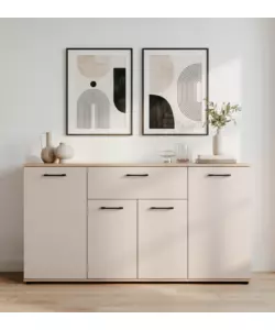 Mobile "Madia" 4 ante e 1 cassetto quercia-beige 138x30x75 cm