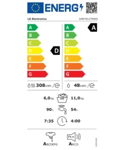 Lavasciuga LG "D4R7011TSWG" carico 11 + 6 kg con wi-fi classe energetica D