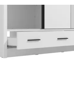 Armadio scorrevole "Alba" con specchio e cassetti bianco 205x60x215 cm