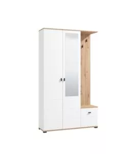 Mobile ingresso "Barcellona" small bianco-quercia 115,5x35x197 cm