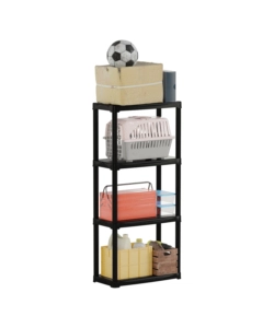 2 pezzi scaffale 4 ripiani in polipropilene Artplast "Tempo" nero portata 10 kg 60x30x142 cm