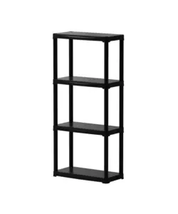 2 pezzi scaffale 4 ripiani in polipropilene Artplast "Tempo" nero portata 10 kg 60x30x142 cm