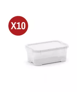 10 contenitori con coperchio trasparente Keter "Tbox Mini" in plastica 17,5x11,5x7 cm