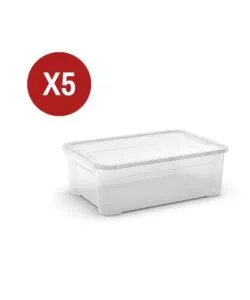 5 pezzi contenitori con coperchio trasparenti "Tbox" M