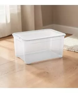 4 pezzi contenitori con coperchio trasparente Keter "Tbox" L in plastica 47 litri 55,6x39,1x28,3 cm